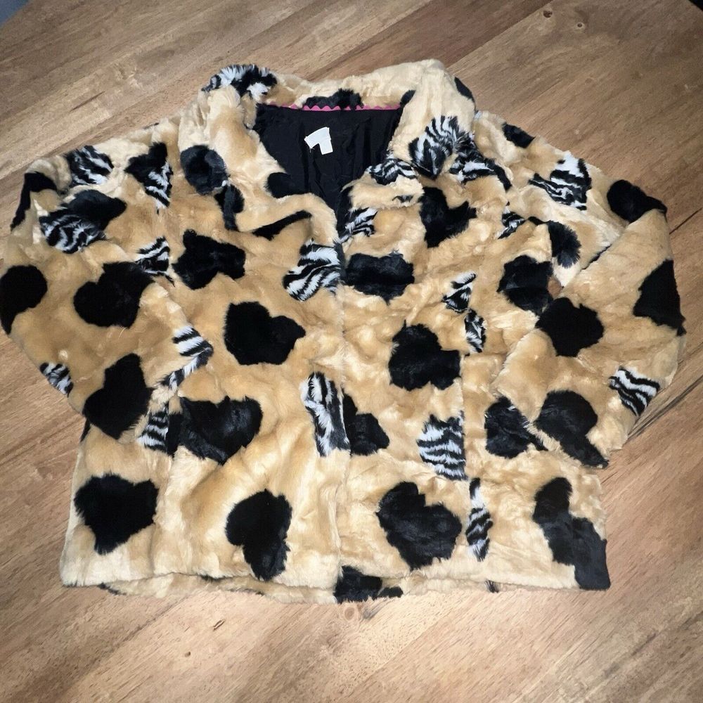 Anthropologie Maeve Faux Fur Coat‎ Sz Large $198 Jacket Brown Black Animal Print - Picture 2 of 16